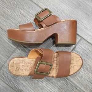 KORK EASE Women’s Taige Brown w/ Leather Strap, 6M, Platform Heel